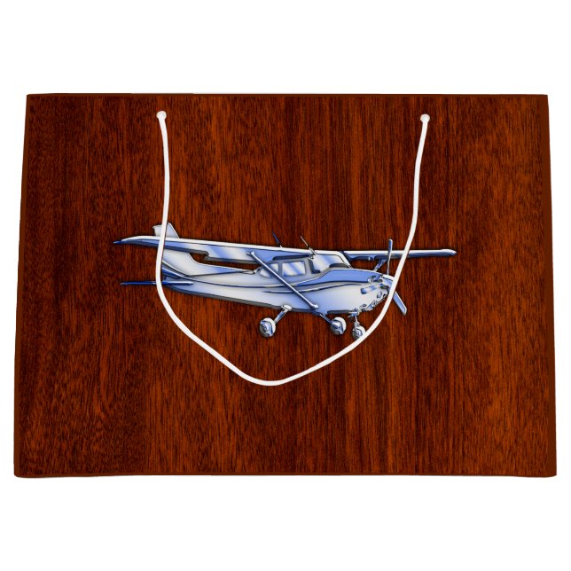 Grand Sac Cadeau Aéronef Classique Chrome Cessna Flying Mahogany (Devant)