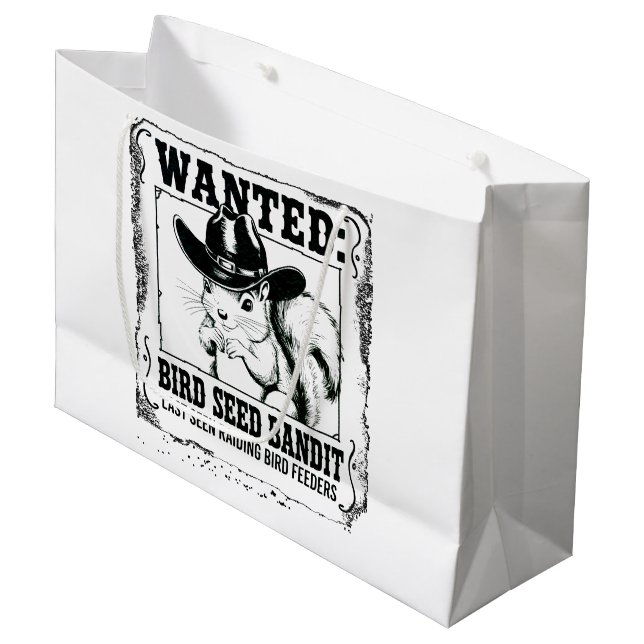 Grand Sac Cadeau Affiche recherchée d'écureuil drôle | Bandit de gr (Devant Angle)