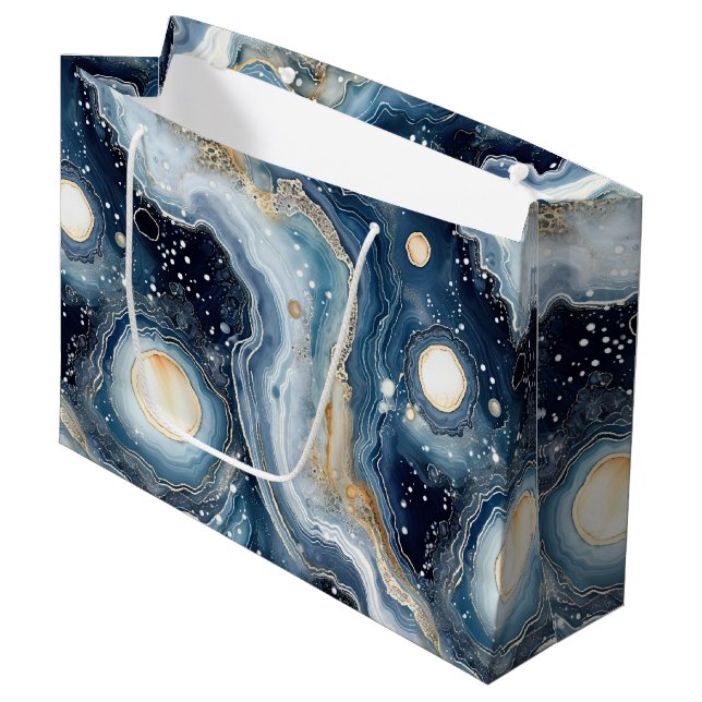 Grand Sac Cadeau Agate Céleste | Pierre Planétaire Abstraite (Devant Angle)