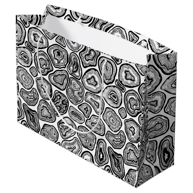 Grand Sac Cadeau Agate les tranches en noir et blanc (Dos Angle)