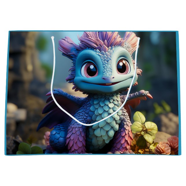 Grand Sac Cadeau Aiden, un dragon lunaire (Devant)