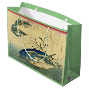 Grand Sac Cadeau Aji & Ebi - Poisson japonais coloré Hiroshige