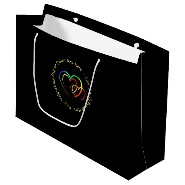 Grand Sac Cadeau Ajouter des noms Message texte - Cœurs sur fond no (Devant Angle)