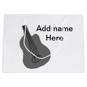 Grand Sac Cadeau Ajouter votre nom texte brun acoustique guitare éd