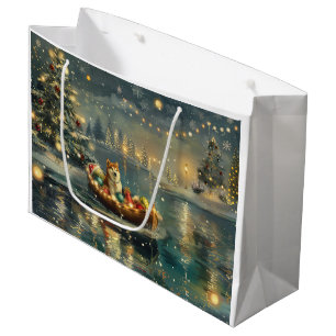 Grand Sac Cadeau Akita Christmas Festive Voyage