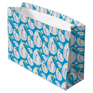 Grand Sac Cadeau Albatros blanc, bleu, jaune, gris,