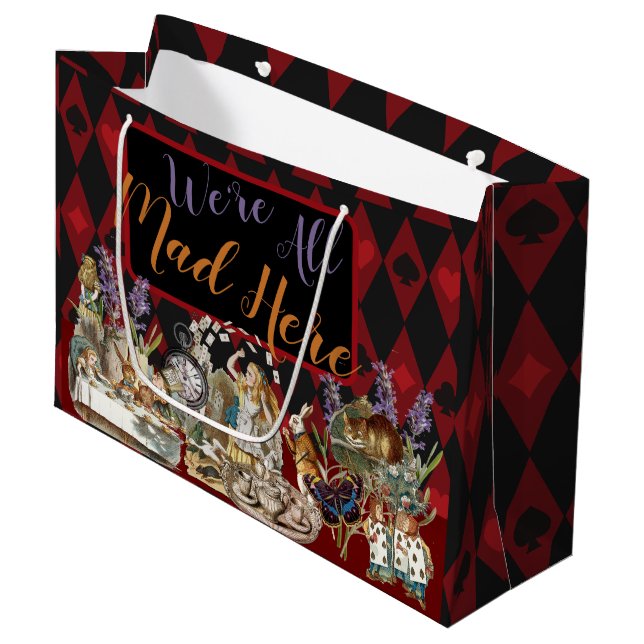 Grand Sac Cadeau Alice au pays des merveilles Mad Cheshire Chat (Devant Angle)