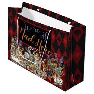 Grand Sac Cadeau Alice Aventures avec le Chat de Cheshire Fou du Pa