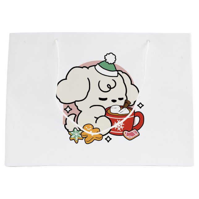 Grand Sac Cadeau Alimenté par le cacao et les Rêves de chiots - Chi (Devant)