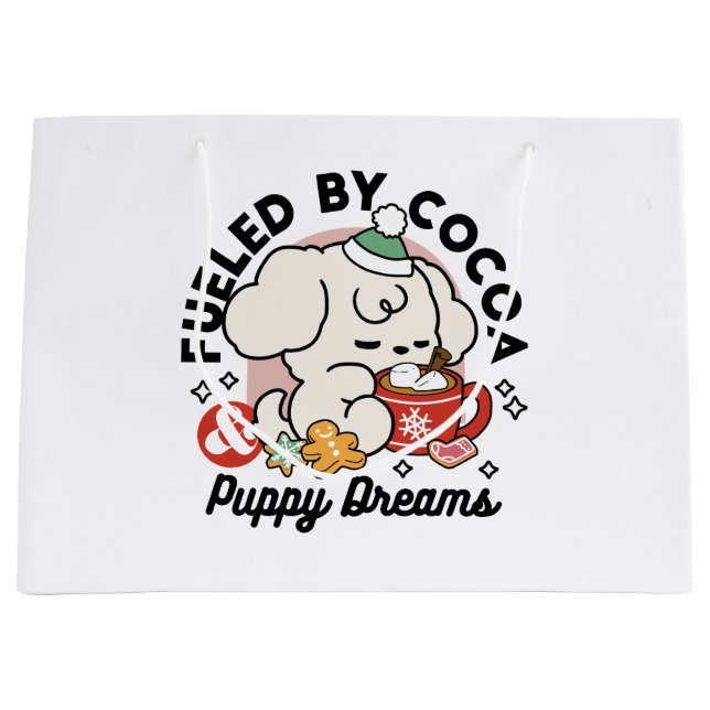 Grand Sac Cadeau Alimenté par le cacao et les Rêves de chiots - Chi (Devant)