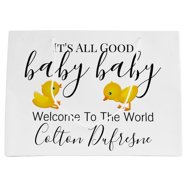 Grand Sac Cadeau "All Good Baby Baby" Bébé personnalisé (Devant)