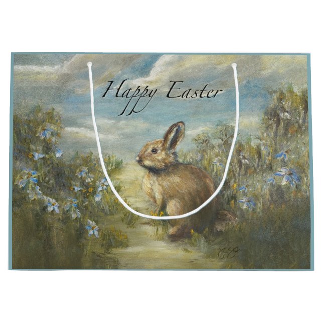 Grand Sac Cadeau Allée lapin PÂQUES (Devant)