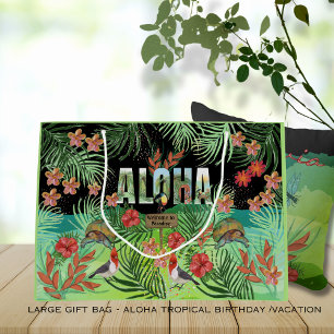 Grand Sac Cadeau Aloha Tropical Paradise unique et vibrant à l'aqua