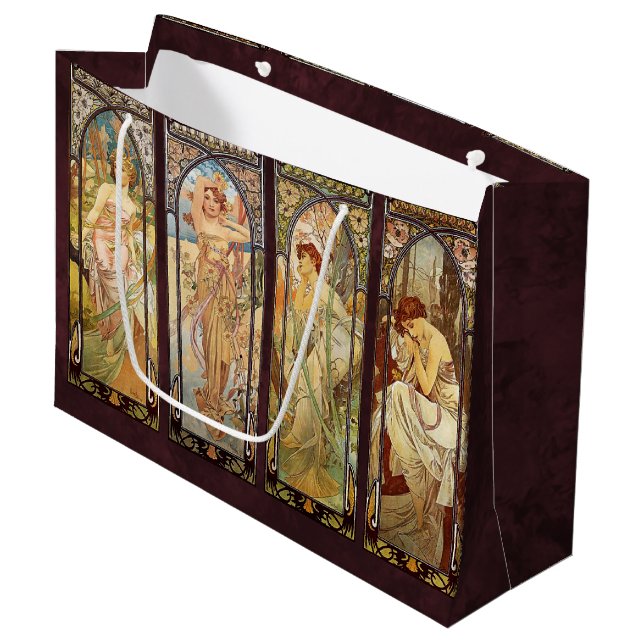 Grand Sac Cadeau Alphonse Mucha, Le Temps du Jour (Devant Angle)