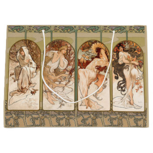 Grand Sac Cadeau Alphonse Mucha Quatre Saisons Panneau Art nouveau