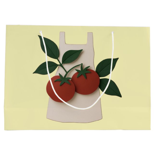 Grand Sac Cadeau Amateurs de nourriture — Tablier et tomates (Dos)
