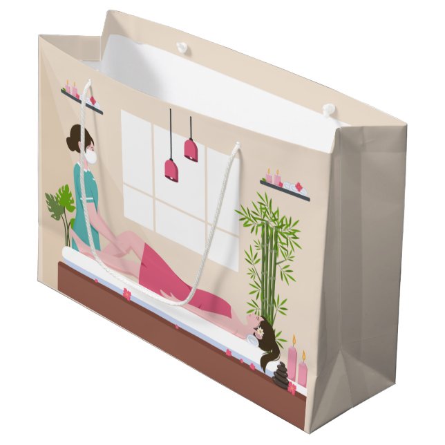 Grand Sac Cadeau Amateurs de spa cool ajouter du texte (Devant Angle)