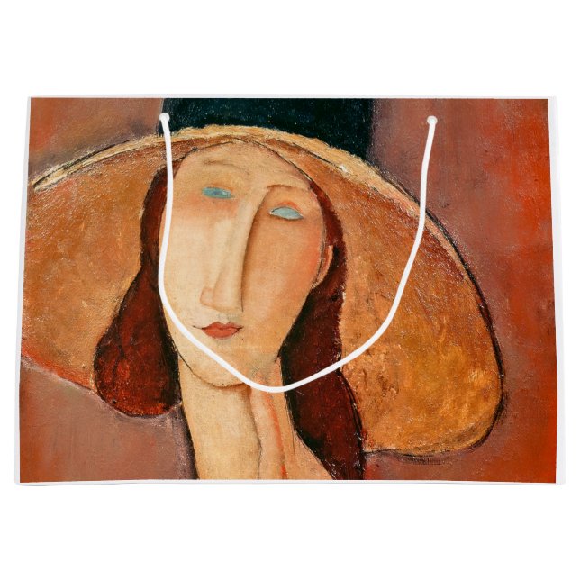 Grand Sac Cadeau Amedeo Modigliani - Jeanne Hebuterne en grand Casq (Devant)