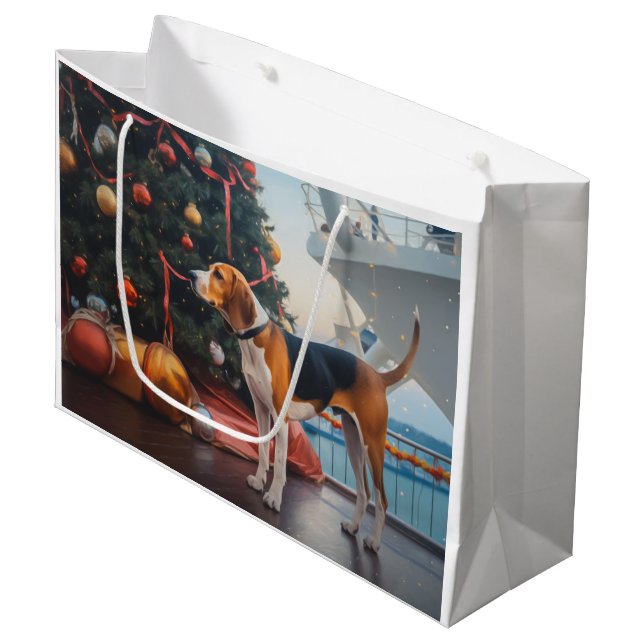 Grand Sac Cadeau American English Foxhound Christmas Cruise Holiday (Devant Angle)