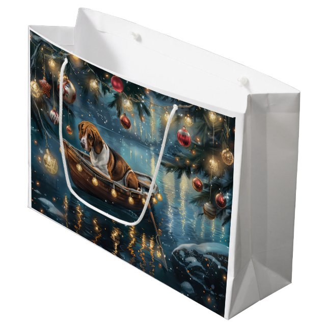 Grand Sac Cadeau American English Foxhound Christmas Festive Voyage (Devant Angle)
