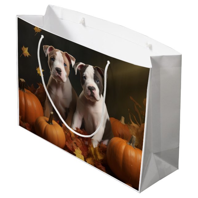 Grand Sac Cadeau American Staffordshire Puppy Automne Délice (Dos Angle)