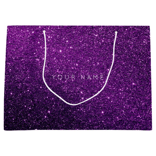 Grand Sac Cadeau Améthyste Plum blanc violet Parties scintillant Fa (Devant)