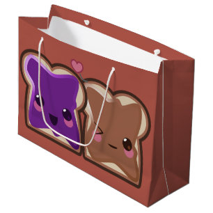 Grand Sac Cadeau Amis de beurre et de gelée d'arachide de Kawaii