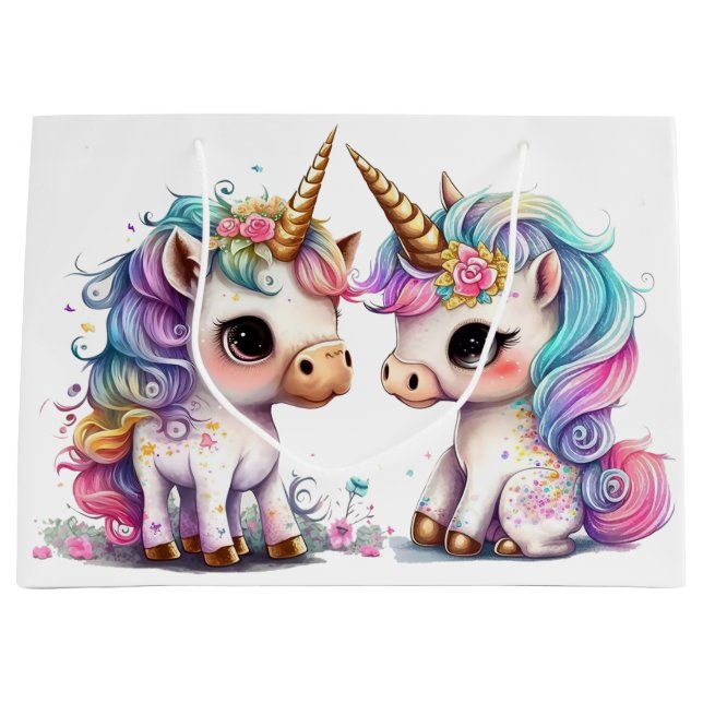 Grand Sac Cadeau Amis Licornes (Devant)