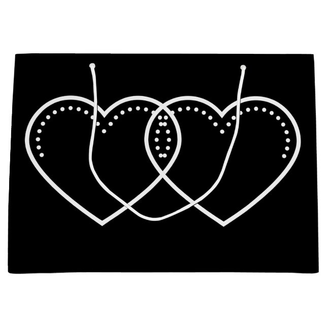 Grand Sac Cadeau Amour Coeur Blanc Saint Valentin (Devant)