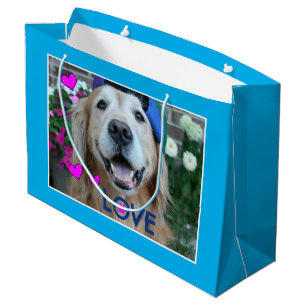 Grand Sac Cadeau Amour de sourire de golden retriever