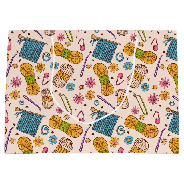 Grand Sac Cadeau Amour du tricot (Devant)