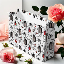 Amour et cadeaux Graphique tiré à la main de la Sa