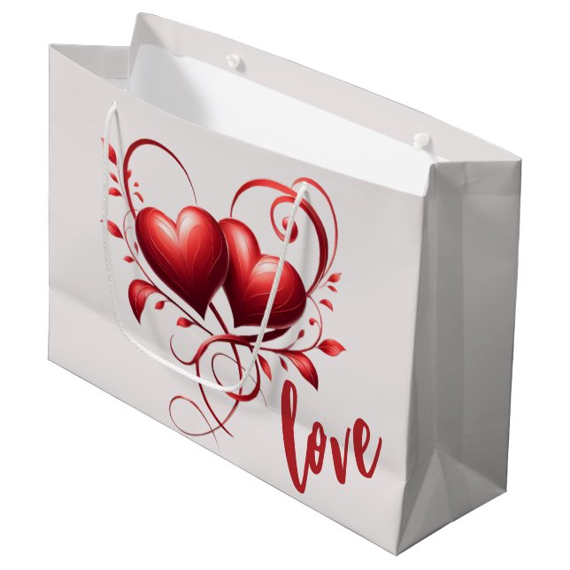 Grand Sac Cadeau Amour et Coeurs (Devant Angle)