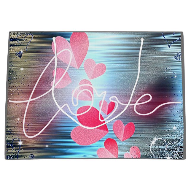 Grand Sac Cadeau Amour Shimmer (Devant)
