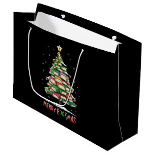 Grand Sac Cadeau Amoureux de livres de Noël Arbre Bibliothécaire Jo
