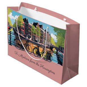 Grand Sac Cadeau Amsterdam de texte personnalisé