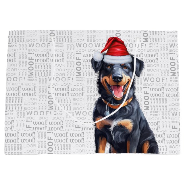 Grand Sac Cadeau Amusant Amoureux des chiens du Beauceron de Noël (Devant)