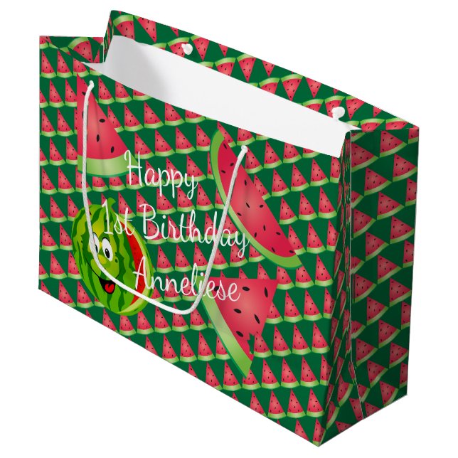 Grand Sac Cadeau Amusante Watermelon pour l'anniversaire des enfant (Devant Angle)