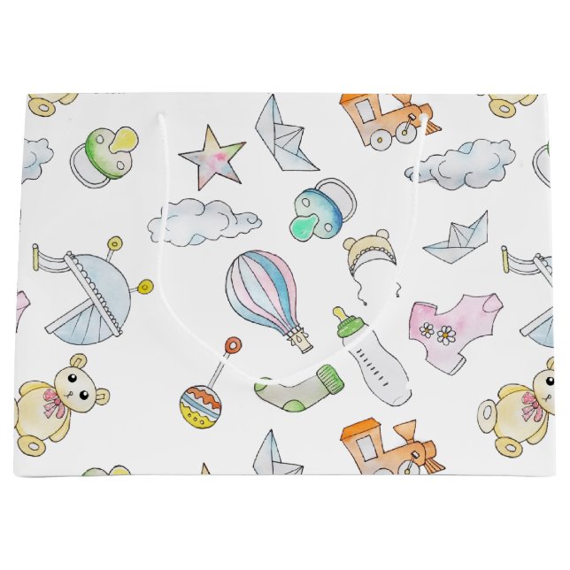 Grand Sac Cadeau Amusants bébés choses  (Devant)