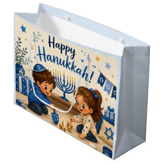 Grand Sac Cadeau Amusement de la toupie de Hanoukka