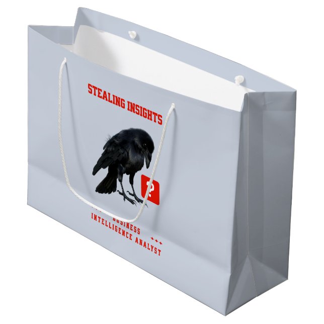 Grand Sac Cadeau Analyste en intelligence d'affaires Crow (Devant Angle)