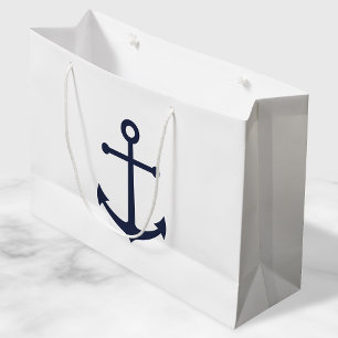 Grand Sac Cadeau Ancre bleue marine