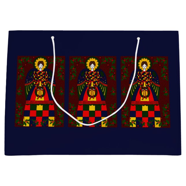 Grand Sac Cadeau Ange de Noël du pays (Devant)