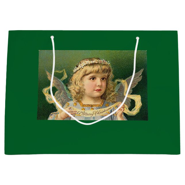 Grand Sac Cadeau Ange doux de Noël (Devant)