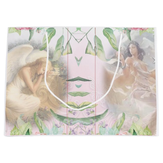 Grand Sac Cadeau Angels et fleurs (Devant)
