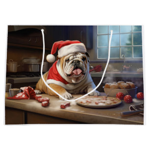 Grand Sac Cadeau Anglais Bulldog Christmas Cookies Holiday