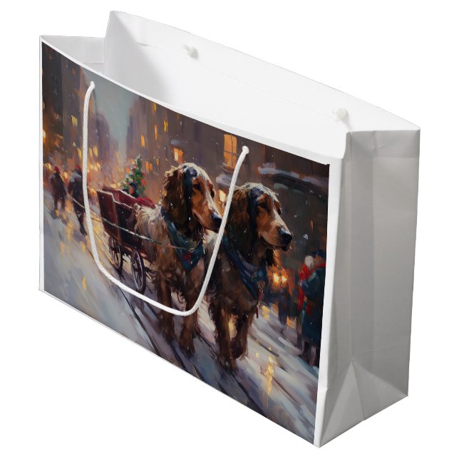 Grand Sac Cadeau Anglais Cocker Spaniel Noël Festin Saison (Devant Angle)