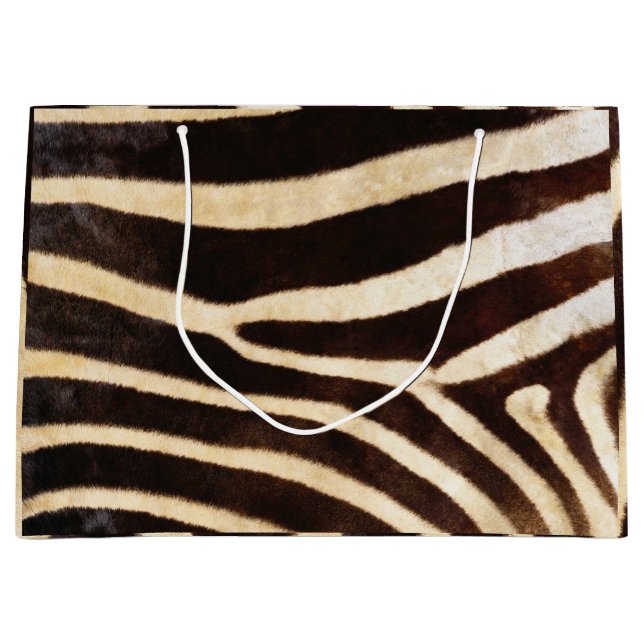 Grand Sac Cadeau Animal Skin Zebra Safari Brown Whit Black