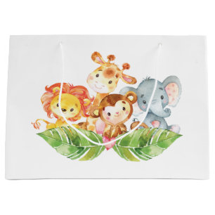 Grand Sac Cadeau Animaux doux de jungle de bébé