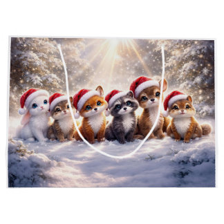 Grand Sac Cadeau Animaux mignons de la forêt pour les fêtes de Noël